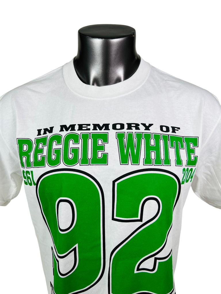 REGGIE WHITE PHILADELPHIA EAGLES VINTAGE 2004 MEMORIAL #92 T-SHIRT ADULT LARGE