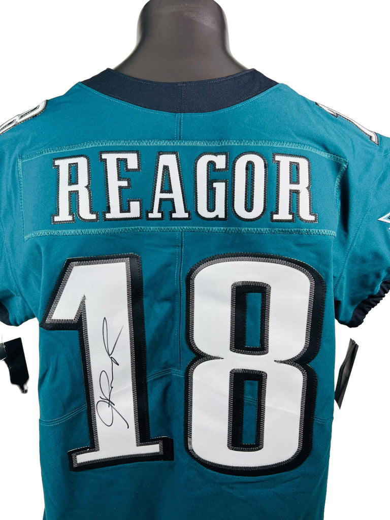 JALEN REAGOR PHILADELPHIA EAGLES NIKE AUTHENTIC ON FIELD PLAYER CUT SIGNED JERSEY ADULT 48