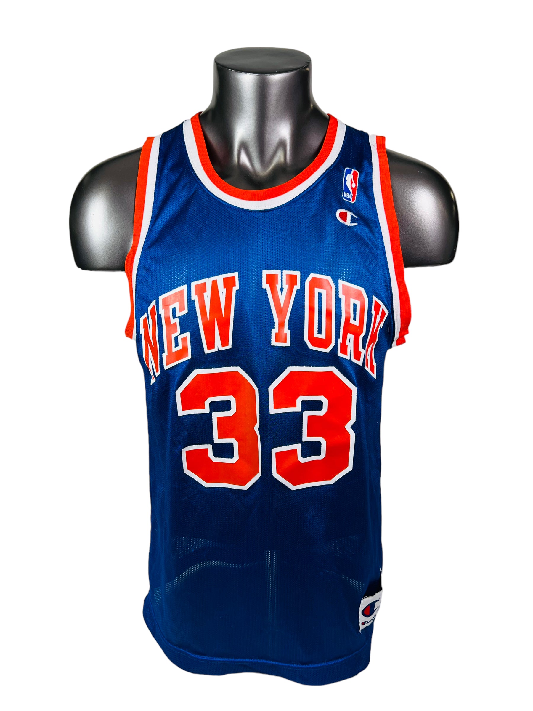 New York Knicks Patrick Ewing Autographed Blue Authentic Mitchell