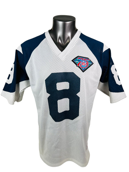 TROY AIKMAN DALLAS COWBOYS VINTAGE 1990'S 75TH ANNIVERSARY LOGO ATHLETIC JERSEY ADULT LARGE