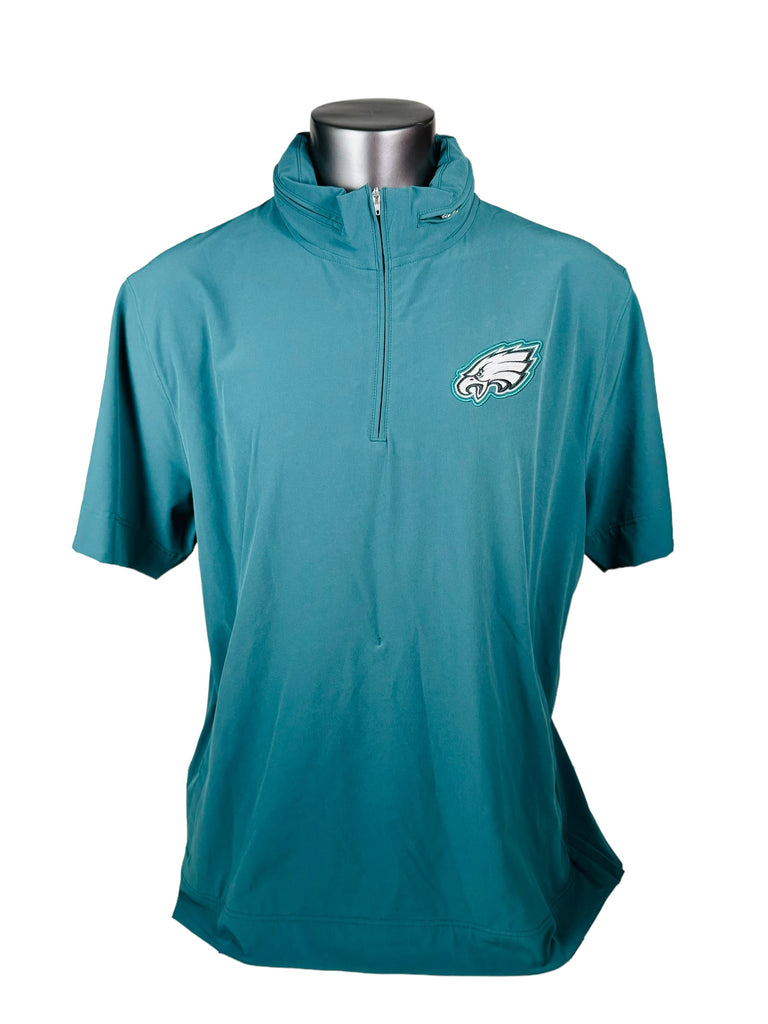 PHILADELPHIA EAGLES TEAM ISSUED NIKE  LIGHTWEIGHT PULLOVER SHORT SLEEVE JACKET ADULT XL