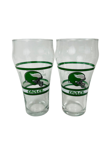 PHILADELPHIA EAGLES VINTAGE 1990'S COCA-COLA GLASS SET (2)