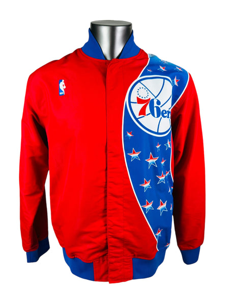 PHILADELPHIA SIXERS RETRO 1990'S STARS MITCHELL & NESS SNAP-UP WARM-UP JACKET ADULT MEDIUM