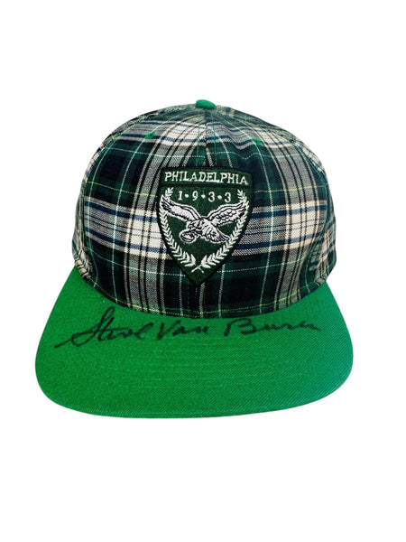 STEVE VAN BUREN PHILADELPHIA EAGLES VINTAGE 1990'S SIGNED NUTMEG SNAPBACK ADULT HAT