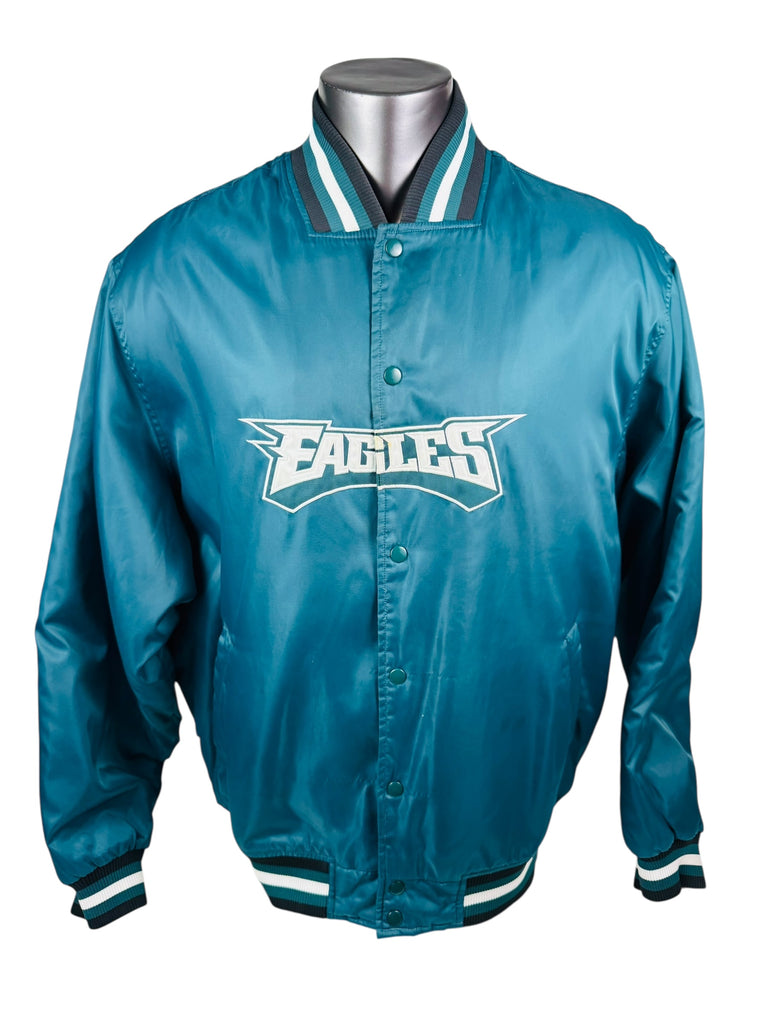 PHILADELPHIA EAGLES VINTAGE 2000'S NFL SATIN SNAP-UP JACKET ADULT 2X,