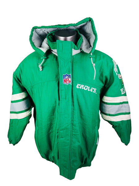 PHILADELPHIA EAGLES VINTAGE 1990'S STARTER PRO LINE KELLY GREEN ZIP-UP WINTER JACKET ADULT MEDIUM