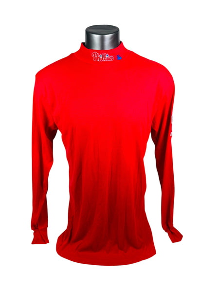 PHILADELPHIA PHILLIES VINTAGE 2008 WORLD SERIES CHAMPIONS  MAJESTIC MOCK TURTLE NECK LONG-SLEEVE SHIRT ADULT 2XL