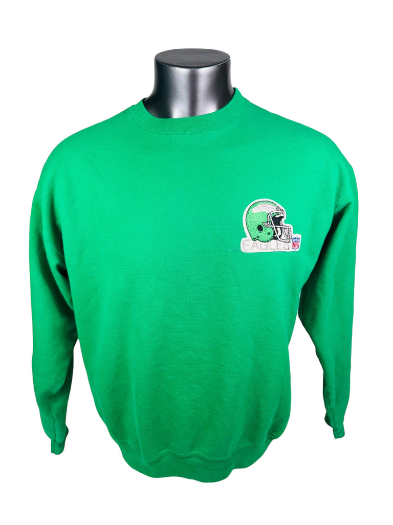 PHILADELPHIA EAGLES VINTAGE 1990'S KELLY GREEN CREW-NECK SWEATSHIRT ADULT LARGE
