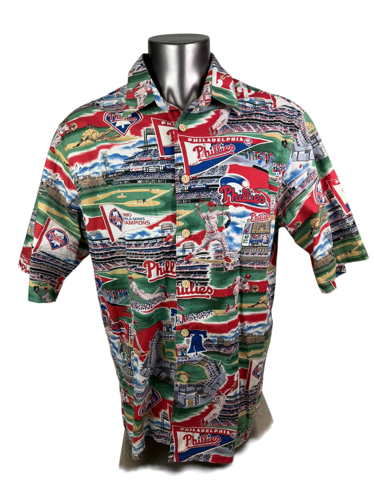 PHILADELPHIA PHILLIES VINTAGE 2000'S REYN SPOONER HAWAIIAN SHIRT ADULT 2XL