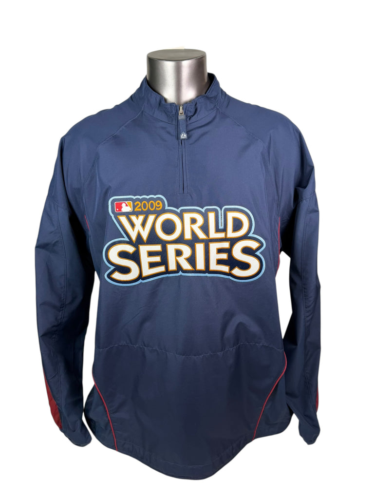 PHILADELPHIA PHILLIES VINTAGE 2009 WORLD SERIES MAJESTIC LIGHT-WEIGHT PULL-OVER JACKET ADULT 2XL