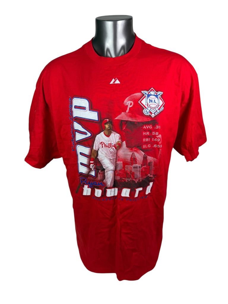 RYAN HOWARD PHILADELPHIA PHILLIES VINTAGE 2000'S MAJESTIC MVP  T-SHIRT ADULT 2XL