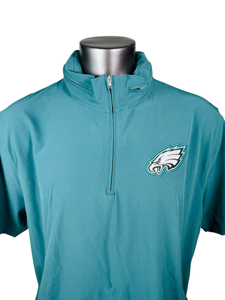 PHILADELPHIA EAGLES TEAM ISSUED NIKE  LIGHTWEIGHT PULLOVER SHORT SLEEVE JACKET ADULT XL