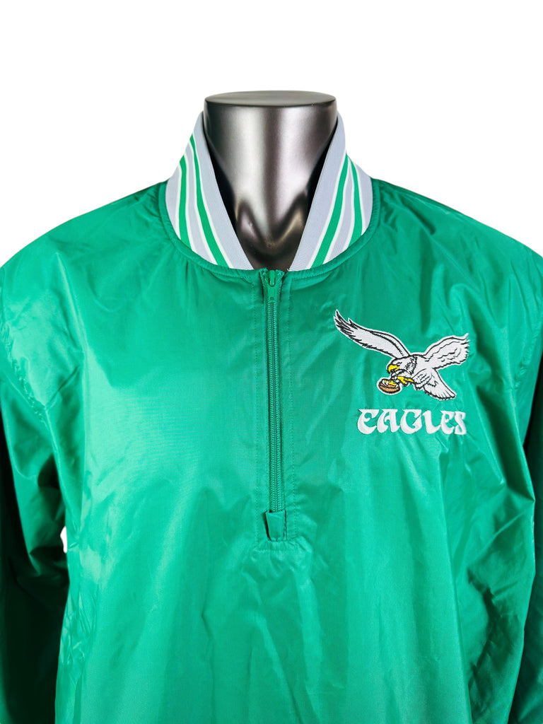 PHILADELPHIA EAGLES RETRO KELLY GREEN MITCHELL & NESS PULL-OVER LIGHTWEIGHT JACKET ADULT 3XL