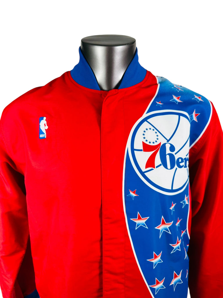 PHILADELPHIA SIXERS RETRO 1990'S STARS MITCHELL & NESS SNAP-UP WARM-UP JACKET ADULT MEDIUM