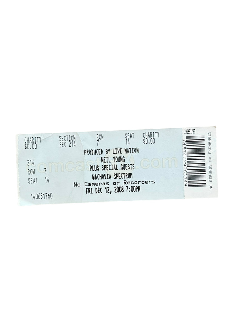 NEIL YOUNG & WILCO VINTAGE 2008 PHILADELPHIA SPECTRUM TICKET 12/12/08