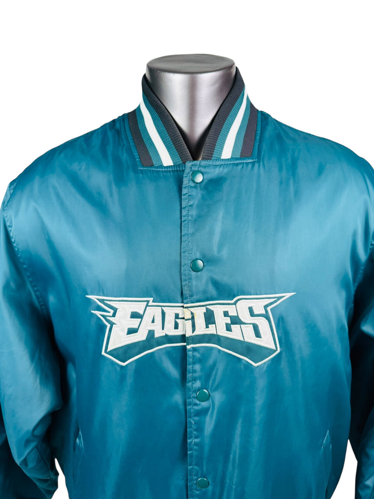 PHILADELPHIA EAGLES VINTAGE 2000'S NFL SATIN SNAP-UP JACKET ADULT 2X,
