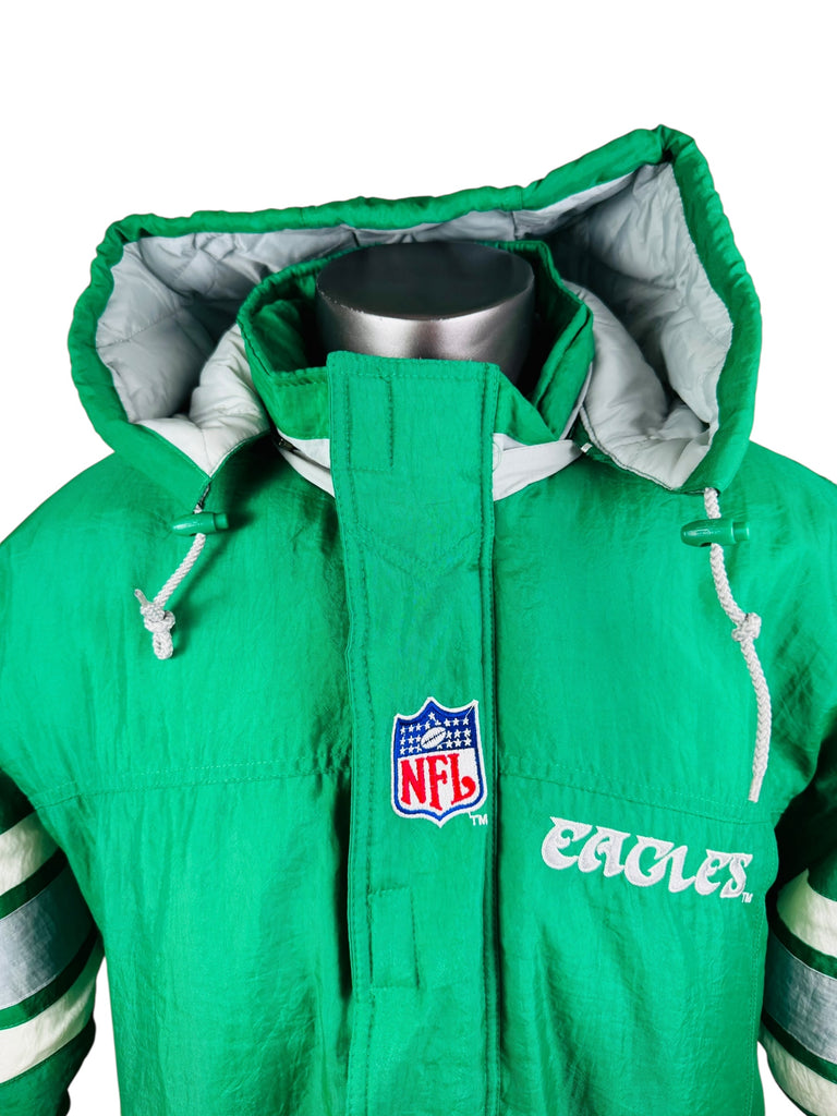 PHILADELPHIA EAGLES VINTAGE 1990'S STARTER PRO LINE KELLY GREEN ZIP-UP WINTER JACKET ADULT MEDIUM