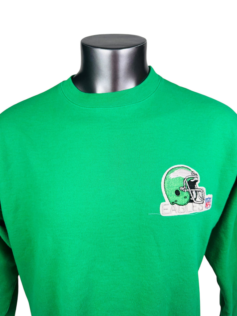 PHILADELPHIA EAGLES VINTAGE 1990'S KELLY GREEN CREW-NECK SWEATSHIRT ADULT LARGE