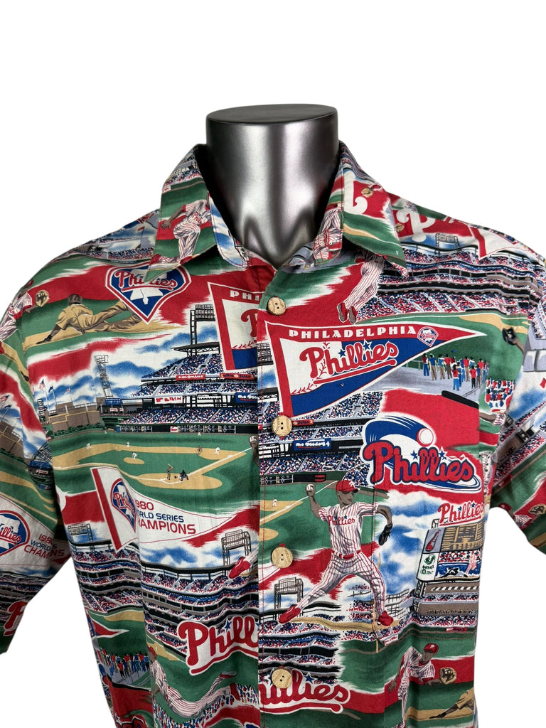 PHILADELPHIA PHILLIES VINTAGE 2000'S REYN SPOONER HAWAIIAN SHIRT ADULT 2XL