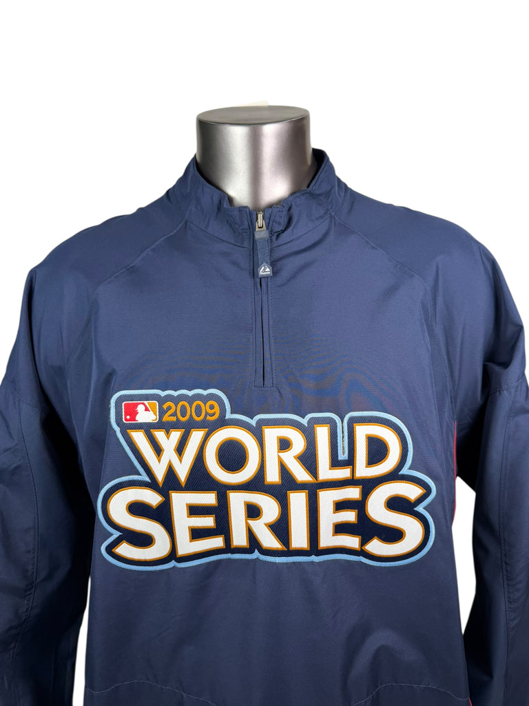 PHILADELPHIA PHILLIES VINTAGE 2009 WORLD SERIES MAJESTIC LIGHT-WEIGHT PULL-OVER JACKET ADULT 2XL