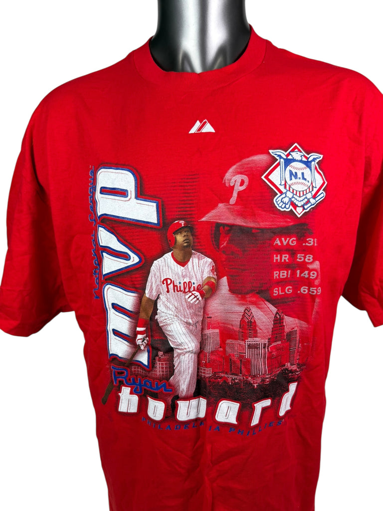 RYAN HOWARD PHILADELPHIA PHILLIES VINTAGE 2000'S MAJESTIC MVP  T-SHIRT ADULT 2XL