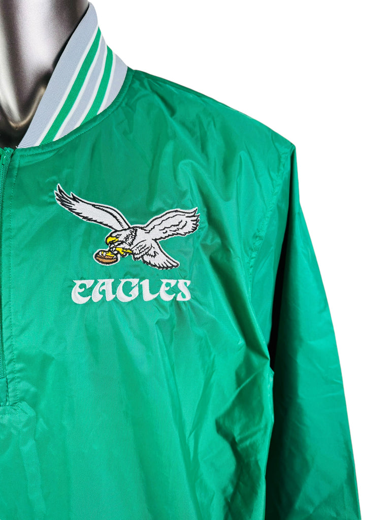 PHILADELPHIA EAGLES RETRO KELLY GREEN MITCHELL & NESS PULL-OVER LIGHTWEIGHT JACKET ADULT 3XL