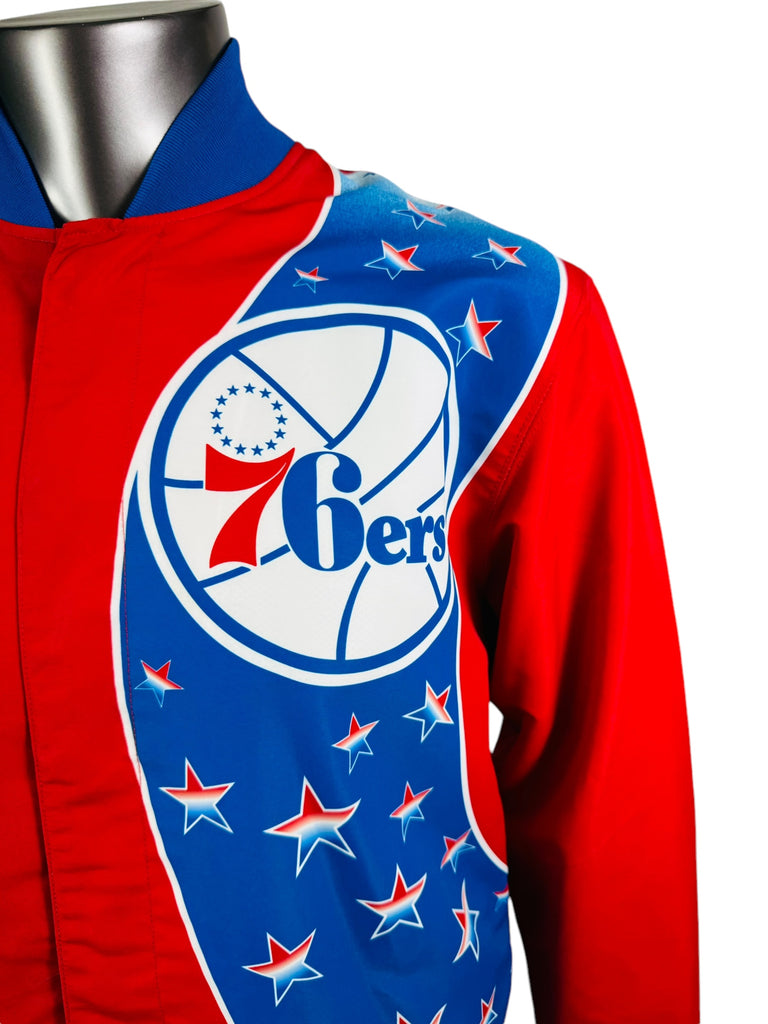 PHILADELPHIA SIXERS RETRO 1990'S STARS MITCHELL & NESS SNAP-UP WARM-UP JACKET ADULT MEDIUM