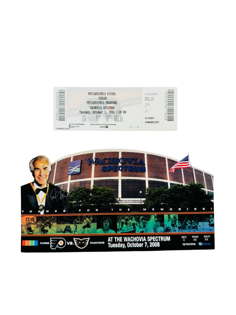 PHILADELPHIA FLYERS 2008 LAST GAME AT SPECTRUM COMMEMORATIVE TICKET + PROGRAM SET