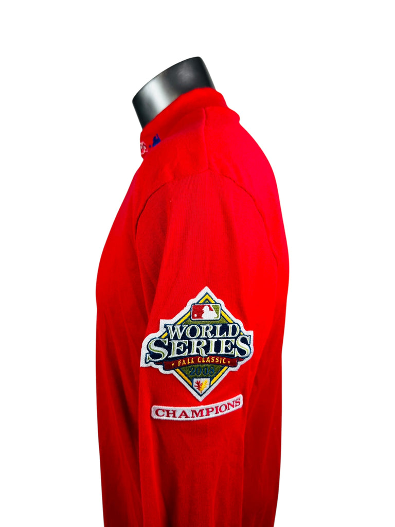 PHILADELPHIA PHILLIES VINTAGE 2008 WORLD SERIES CHAMPIONS  MAJESTIC MOCK TURTLE NECK LONG-SLEEVE SHIRT ADULT 2XL