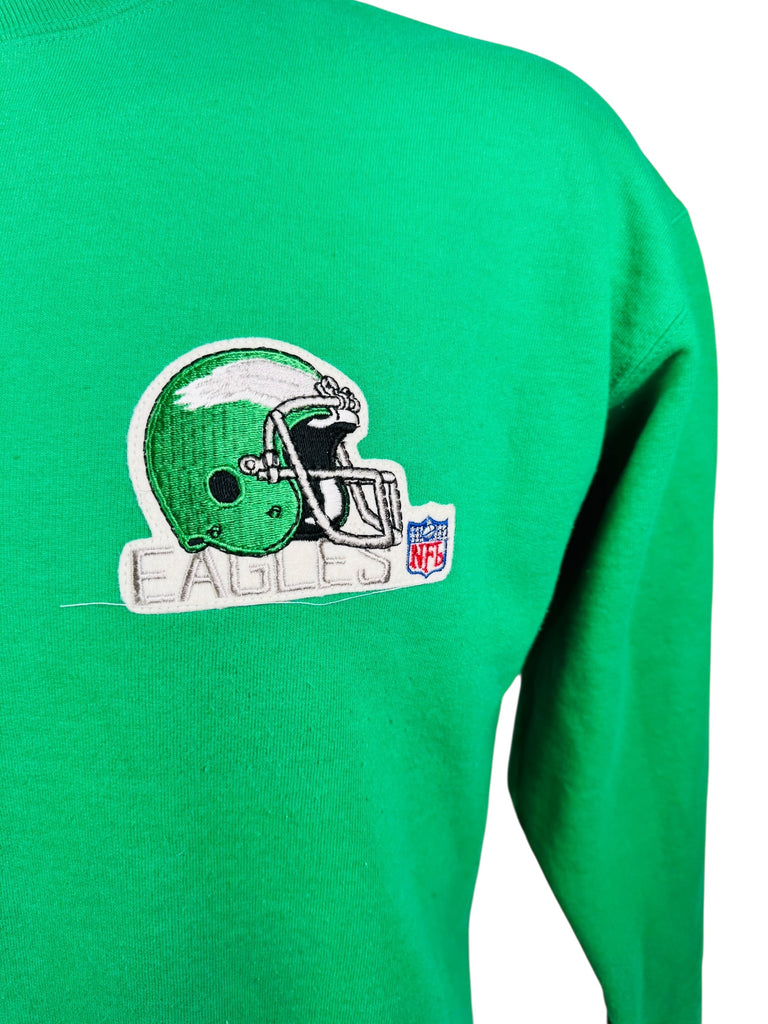 PHILADELPHIA EAGLES VINTAGE 1990'S KELLY GREEN CREW-NECK SWEATSHIRT ADULT LARGE