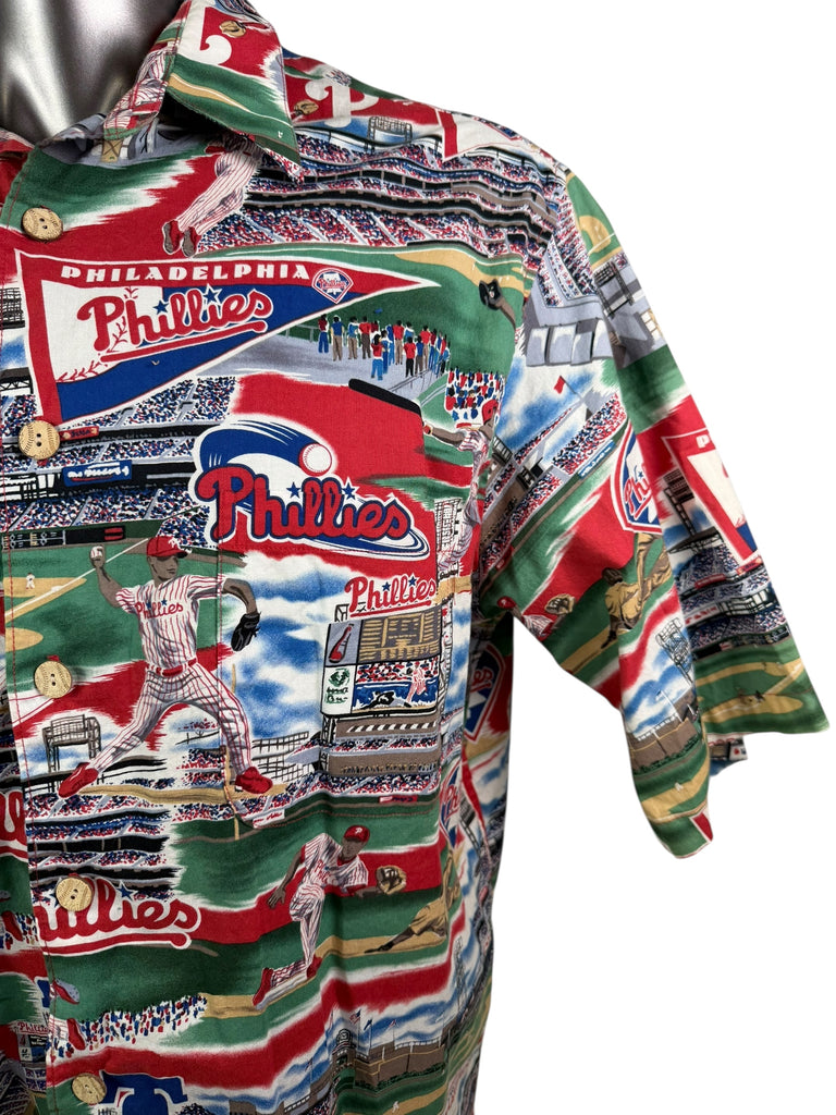 PHILADELPHIA PHILLIES VINTAGE 2000'S REYN SPOONER HAWAIIAN SHIRT ADULT 2XL