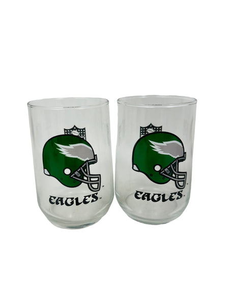 PHILADELPHIA EAGLES VINTAGE 1990'S MOBIL COCKTAIL GLASS SET (2)