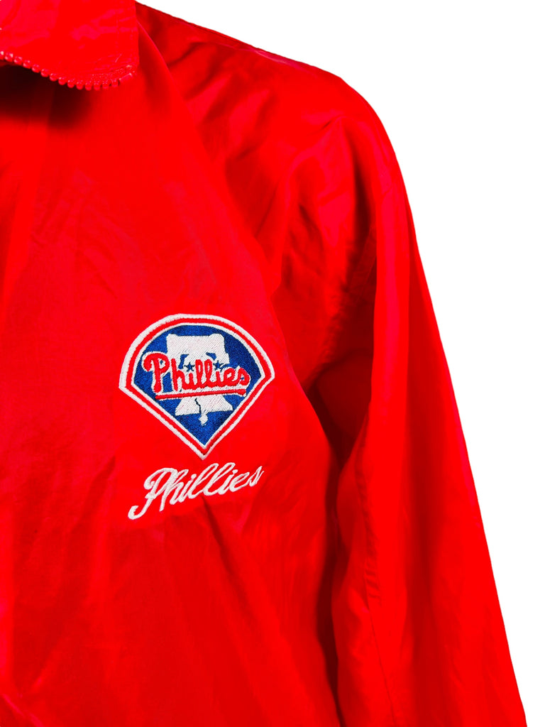 PHILADELPHIA PHILLIES VINTAGE 1990'S LIGHT WEIGHT PULL OVER CHALK LINE WINDBREAKER JACKET ADULT LARGE