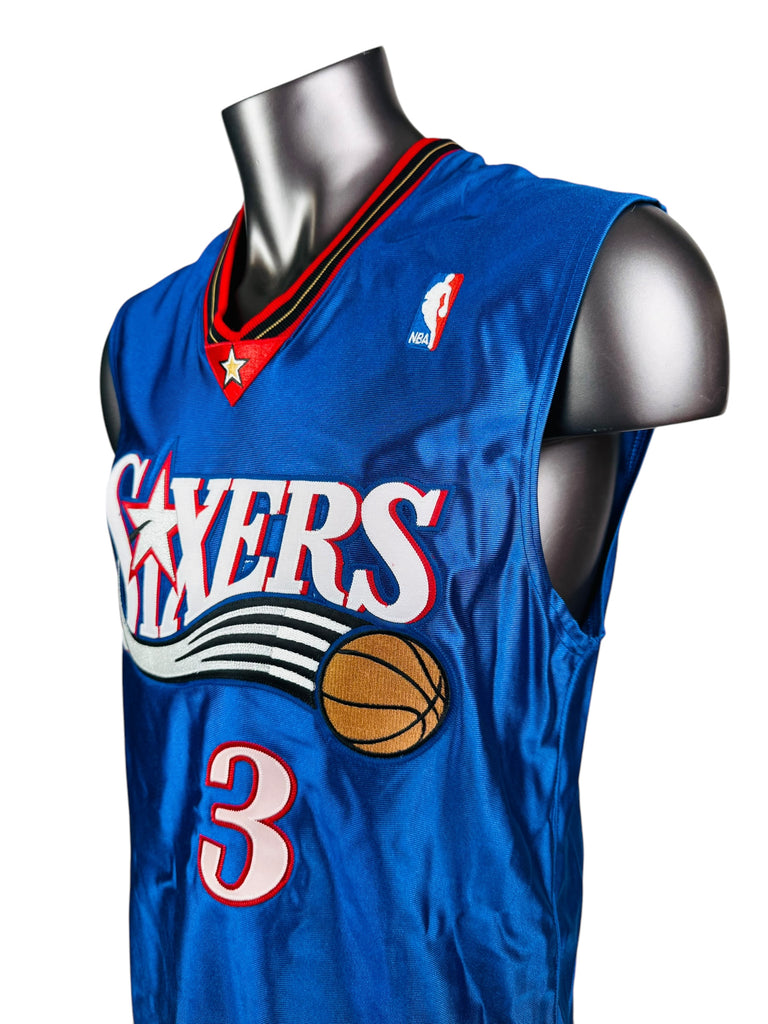 ALLEN IVERSON PHILADELPHIA SIXERS VINTAGE 2002 - 03 TEAM ISSUED SIGNED REEBOK JERSEY ADULT 44