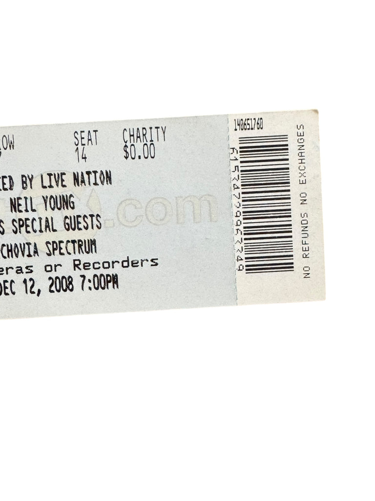 NEIL YOUNG & WILCO VINTAGE 2008 PHILADELPHIA SPECTRUM TICKET 12/12/08