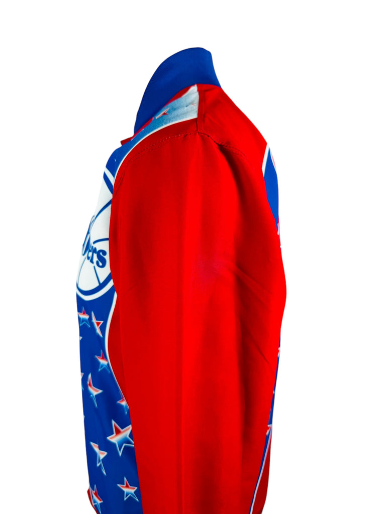 PHILADELPHIA SIXERS RETRO 1990'S STARS MITCHELL & NESS SNAP-UP WARM-UP JACKET ADULT MEDIUM