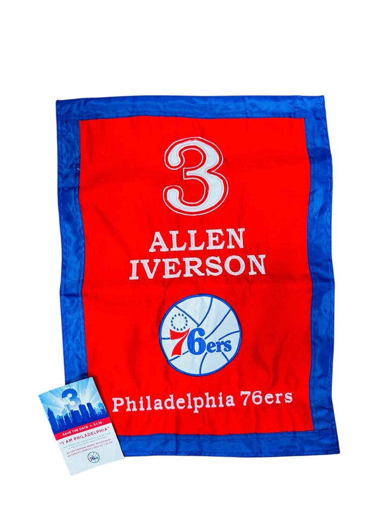 ALLEN IVERSON PHILADELPHIA 76ERS VINTAGE 2014 #3 JERSEY RETIREMENT BANNER