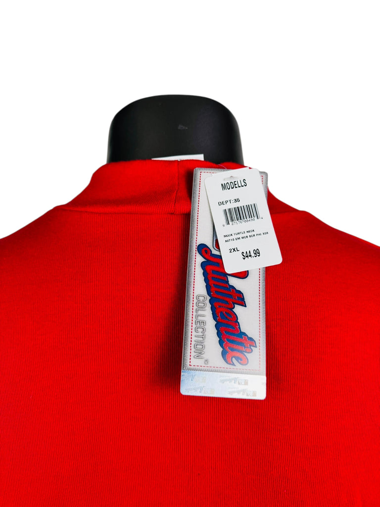 PHILADELPHIA PHILLIES VINTAGE 2008 WORLD SERIES CHAMPIONS  MAJESTIC MOCK TURTLE NECK LONG-SLEEVE SHIRT ADULT 2XL
