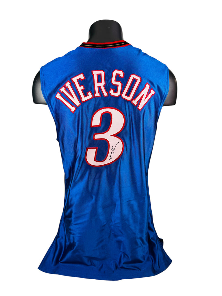 ALLEN IVERSON PHILADELPHIA SIXERS VINTAGE 2002 - 03 TEAM ISSUED SIGNED REEBOK JERSEY ADULT 44