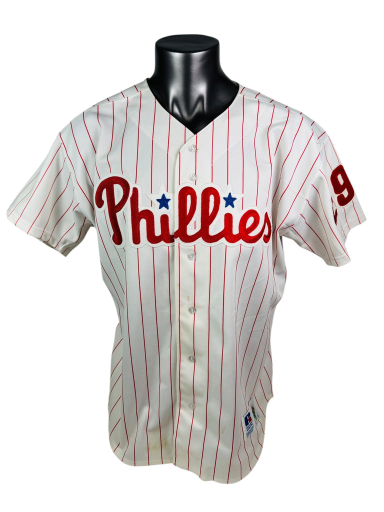 JOHN KRUK PHILADELPHIA PHILLIES VINTAGE 1990'S RUSSELL ATHLETIC AUTHENTIC SIGNED JERSEY ADULT 48