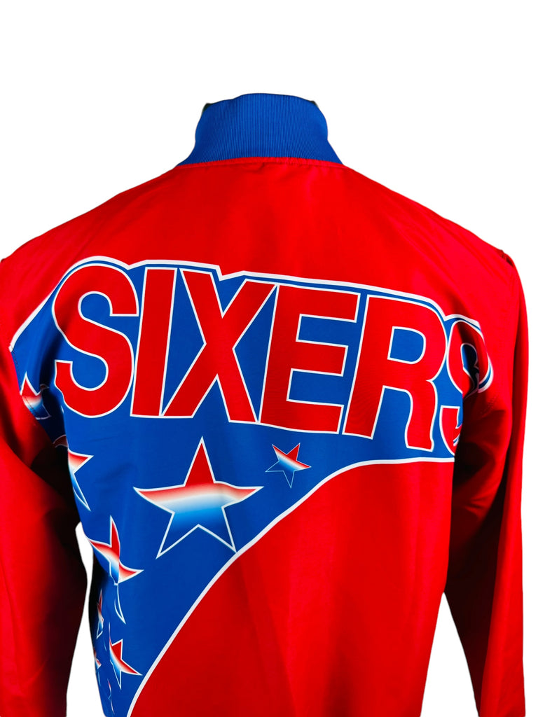 PHILADELPHIA SIXERS RETRO 1990'S STARS MITCHELL & NESS SNAP-UP WARM-UP JACKET ADULT MEDIUM