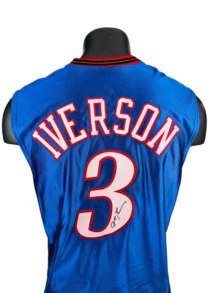 ALLEN IVERSON PHILADELPHIA SIXERS VINTAGE 2002 - 03 TEAM ISSUED SIGNED REEBOK JERSEY ADULT 44