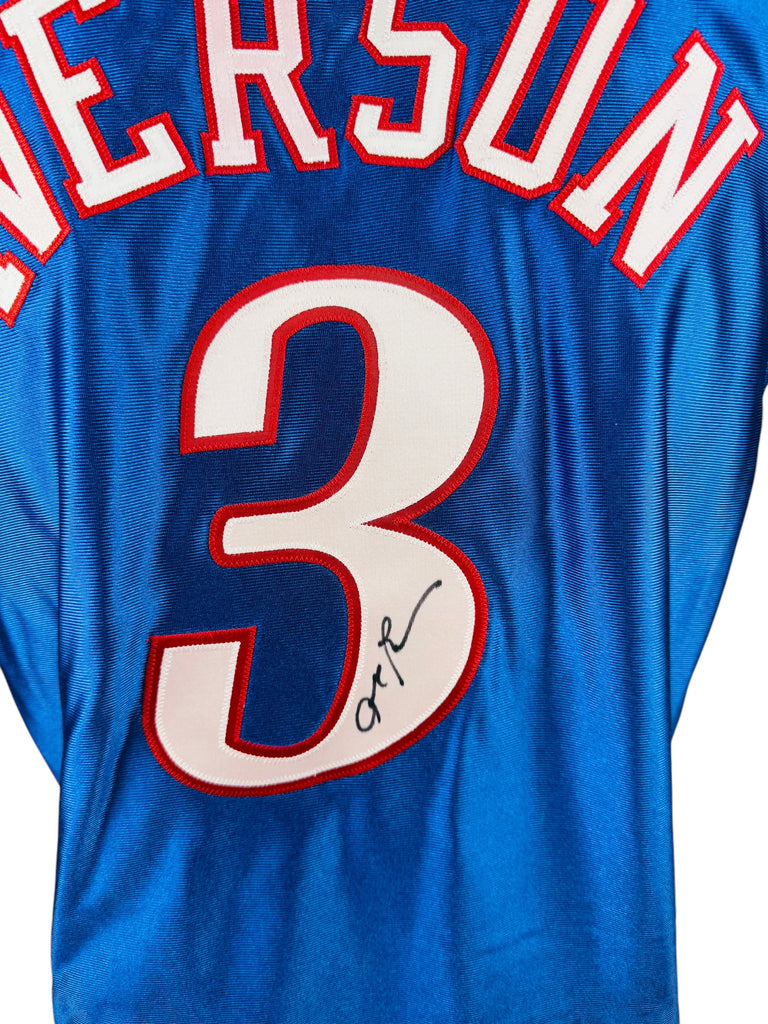 ALLEN IVERSON PHILADELPHIA SIXERS VINTAGE 2002 - 03 TEAM ISSUED SIGNED REEBOK JERSEY ADULT 44