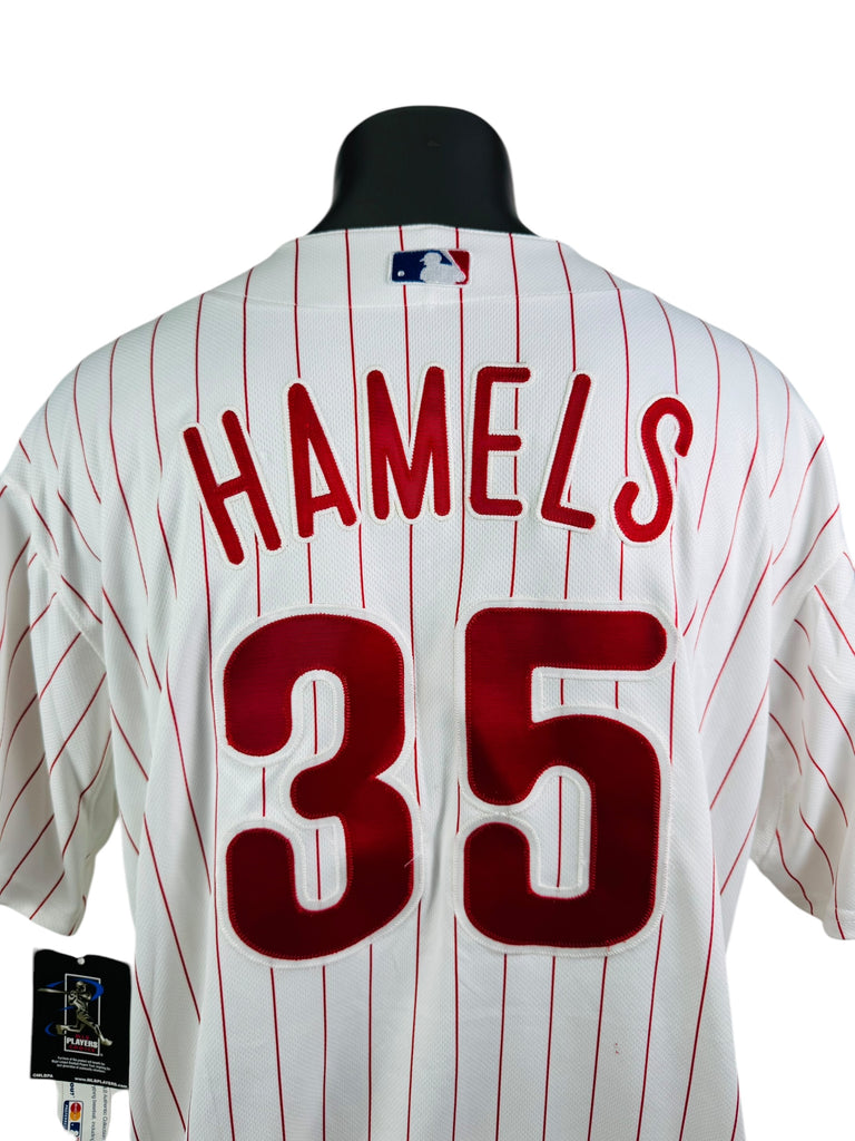 COLE HAMELS PHILADELPHIA PHILLIES VINTAGE 2008 WORLD SERIES MLB MAJESTIC AUTHENTIC JERSEY ADULT 56