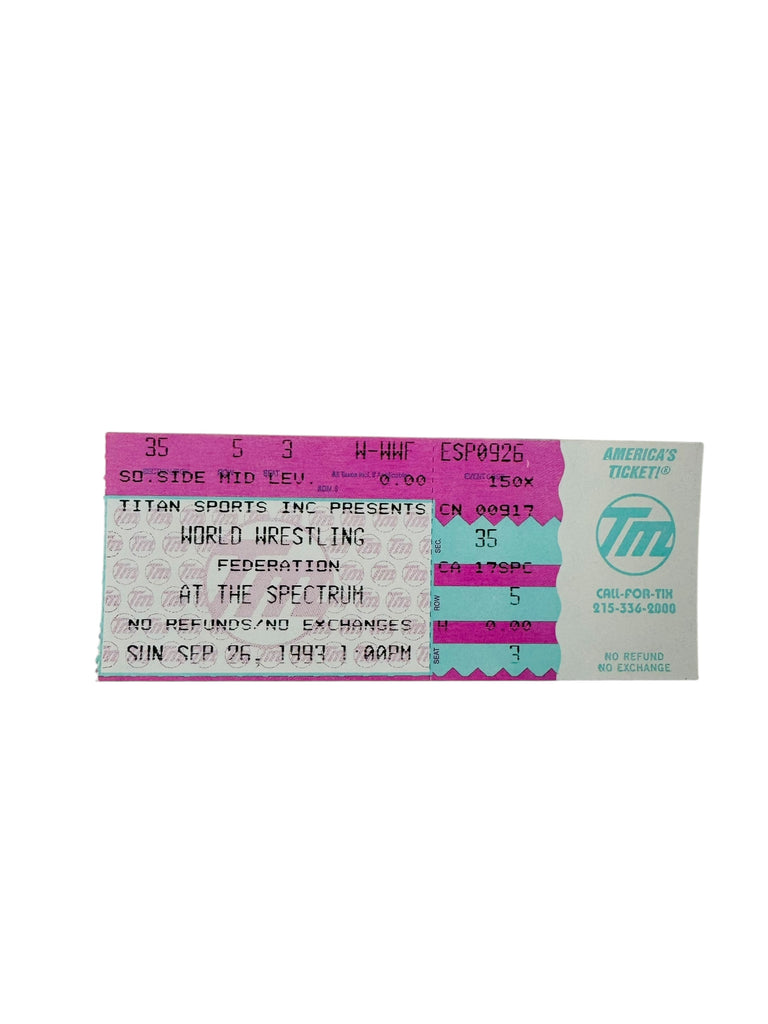 WWF WRESTLING VINTAGE 1993 SPECTRUM TICKET 9/26/93 UNDERTAKER