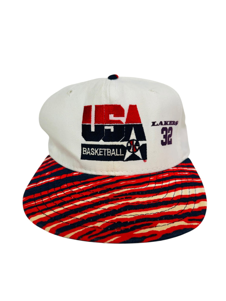 MAGIC JOHNSON LOS ANGELES LAKERS VINTAGE 1992 USA DREAM TEAM AJD SNAPBACK ADULT HAT LARGE