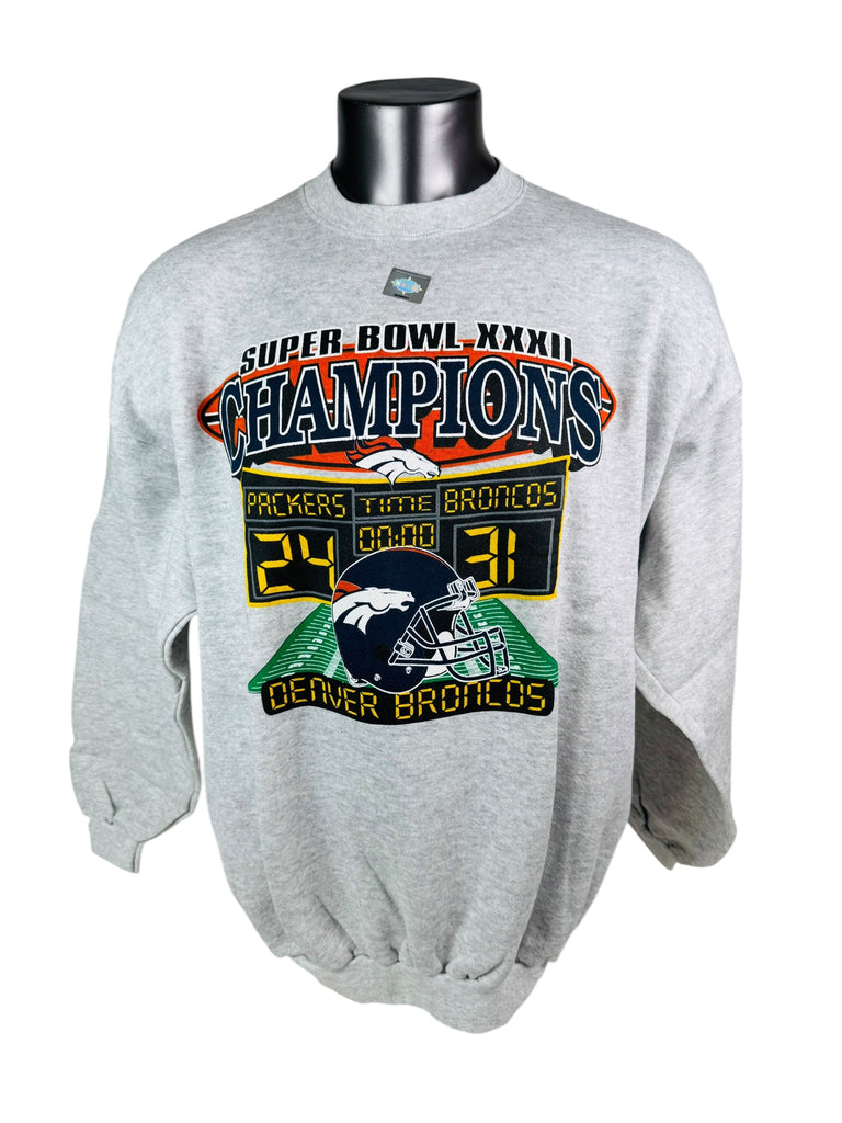 DENVER BRONCOS VINTAGE 1990'S SUPER BOWL XXXII CHAMPIONS LOGO 7 CREW SWEATSHIRT ADULT XL