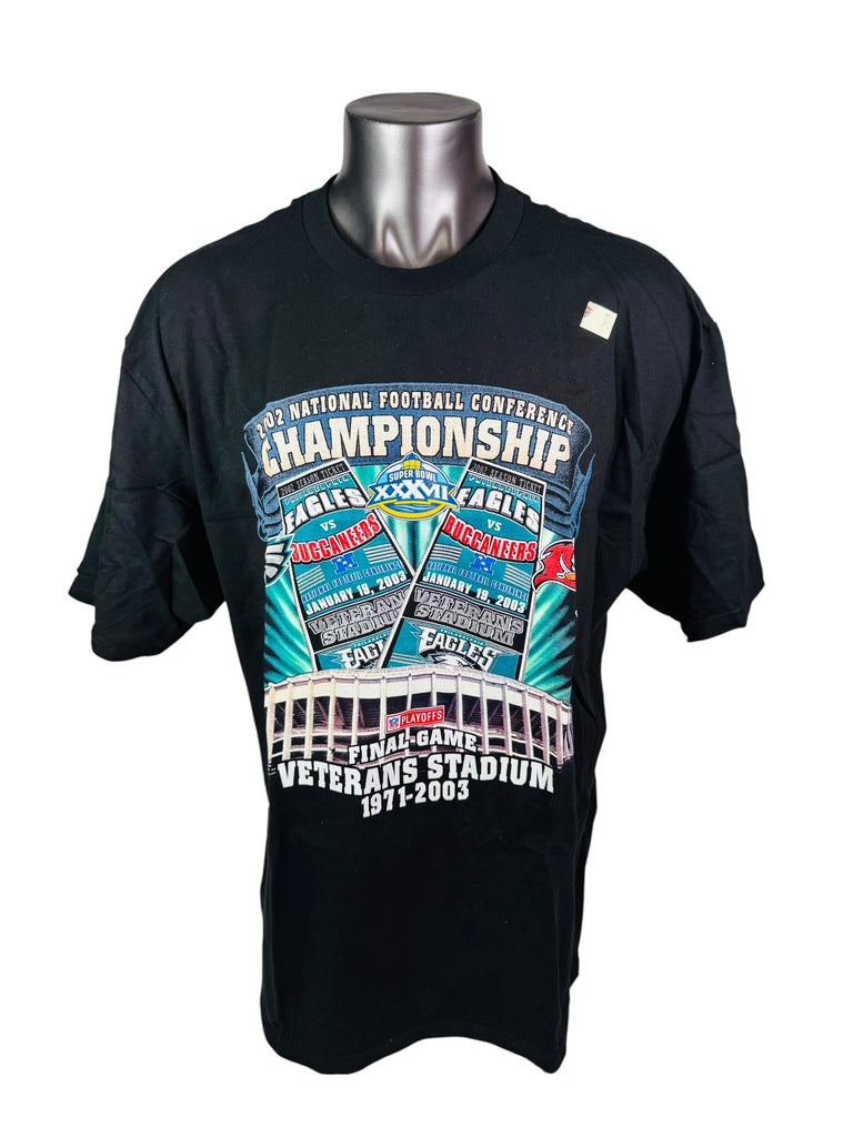 PHILADELPHIA EAGLES VINTAGE 2003 FINAL GAME AT VETERANS STADIUM NFC CHAMPIONSHIP T-SHIRT ADULT 2XL