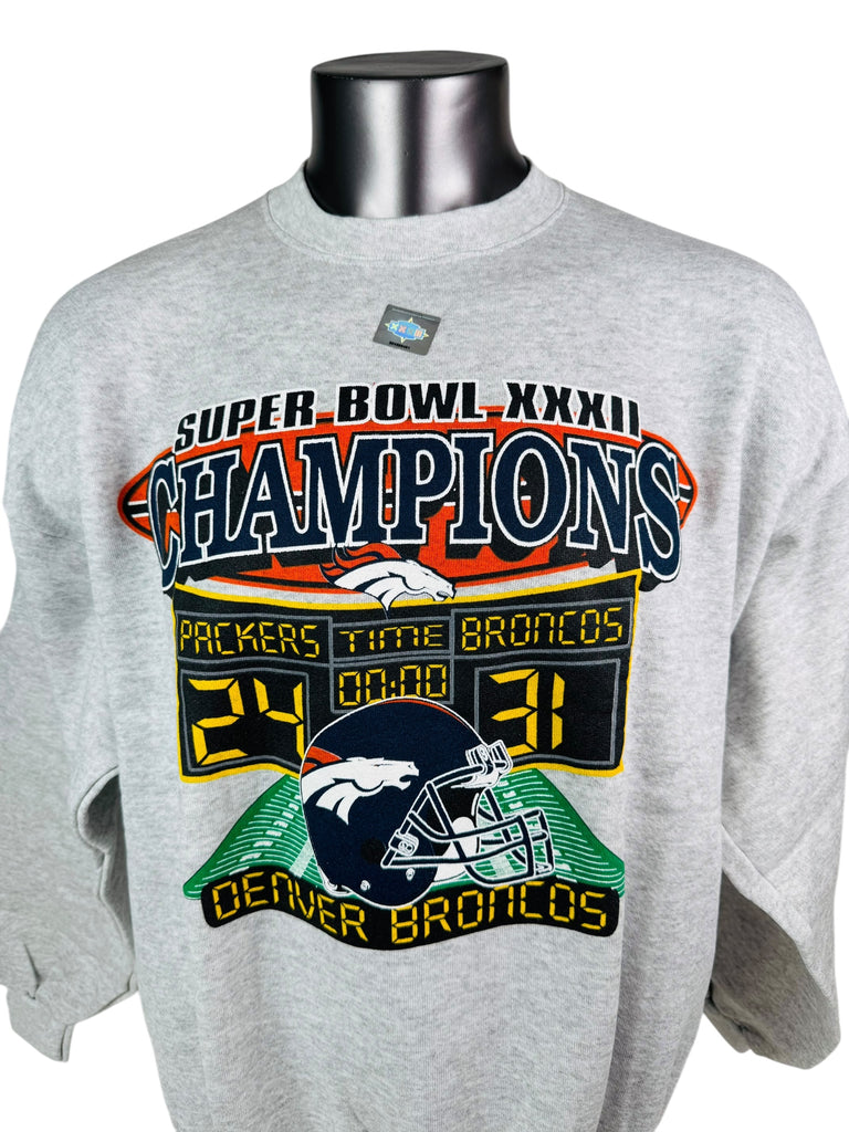 DENVER BRONCOS VINTAGE 1990'S SUPER BOWL XXXII CHAMPIONS LOGO 7 CREW SWEATSHIRT ADULT XL