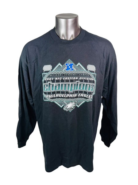 PHILADELPHIA EAGLES VINTAGE 2001 NFC EASTERN DIVISION CHAMPIONS NFL LONG-SLEEVE T-SHIRT ADULT 2XL